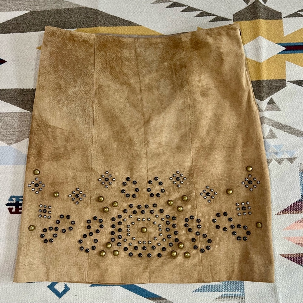 Worth Full Leather Embellished Skirt